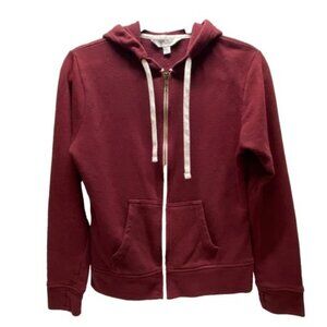 Curfew Full Zip Hooded Sweatshirt Women's Medium Maroon Lightweight Stretch GUC